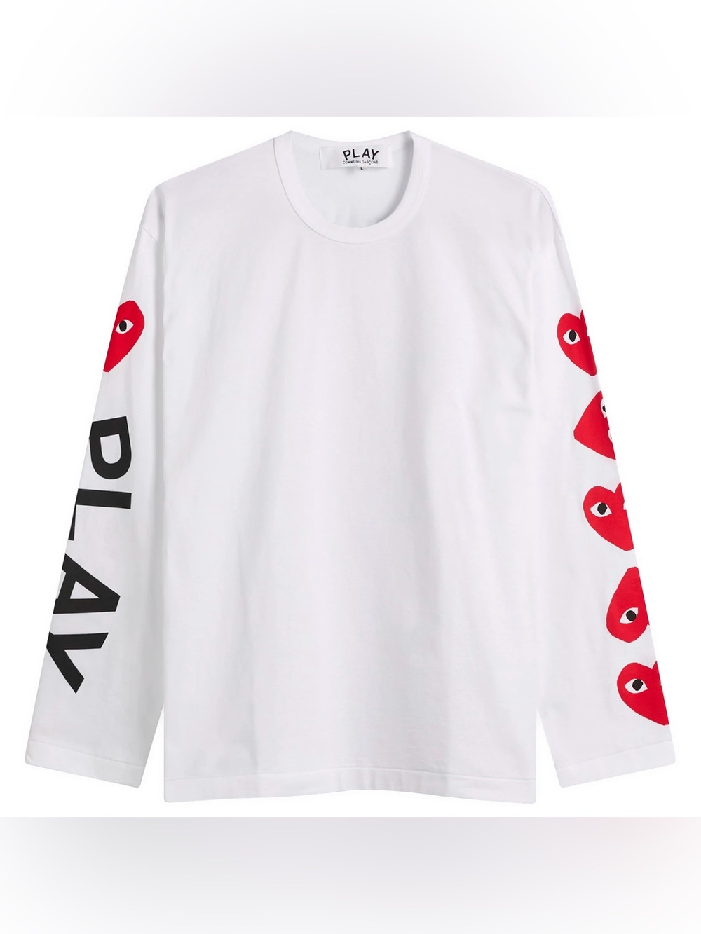 CDG PLAY five heart eye White Long-Sleeve Tee